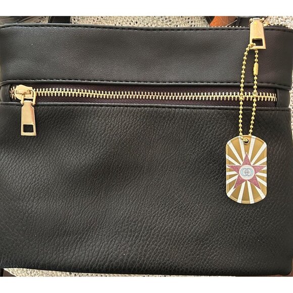 Women's Classic Black Vegan Leather Cross body Handbag Organise Purse - Picture 9 of 9